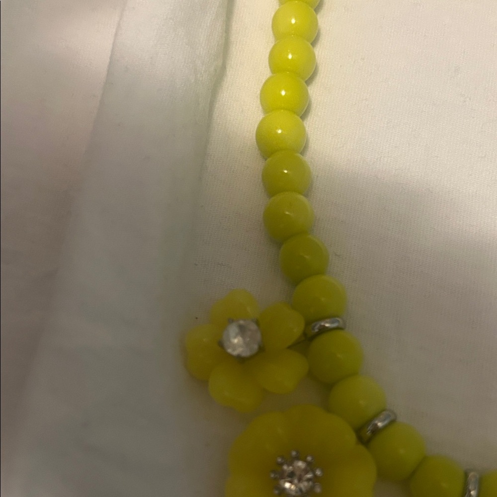 Ann Taylor Yellow Beaded Floral Statement Necklace - Picture 5 of 6